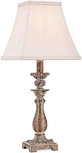 Регенс Хил Алисија Колибата Традиционална рустикална мала акцент табела за ламба 18 Високо потресено античко злато од бело ткаенина