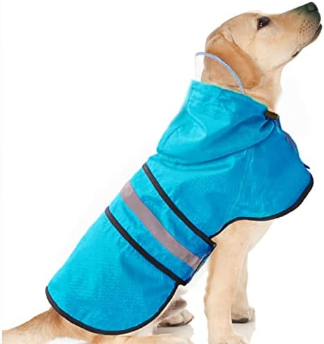 Куче мантил водоотпорен рефлексивен лизгач - лесен дише со качулка пончо дождовна јакна со прилагодлива лента за стомак и дупка за поводник