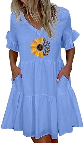 Летен фустан за жени 2023 фустани на плажа секси хавајски тропски печатени садови без ракави лабава удобна бохо сандерс