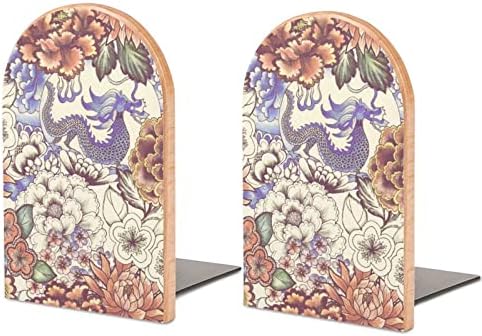 НФГСЕ Гроздобер Азиски Традиционални Јапонски Цвеќиња Дрвени Не-Лизгачки Книги Дома Декоративна Книга Завршува 1 Пар/2 Парчиња