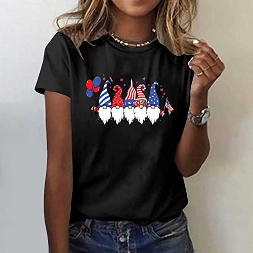 Денот на независноста кошули за жени слатки gnomes графички обични летни врвови 2023 4 -ти јули кошула празнина за време
