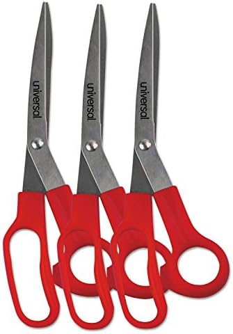 Универзални ножици од не'рѓосувачки челик, 7,75 долга, 3 должина на сечење, рачки со црвена офсет, 3/пакет