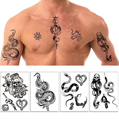 Привремени Тетоважи За Мажи Жени Тинејџери Украси За Уметност На Телото Црни Лажни Тетоважи Налепници Налепници За Тетоважа Со Змија