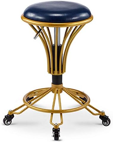 Прилагодлива вртење на тркалање столче на тркалото ， вртливата столица работа столче со сина пун-синтетичка кожа седиште ， прилагодлива висина