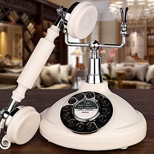 Klhhg ретро фиксна телефон бела изработена од ABS антички фиксен телефон стариот кабел за редицирање за домашна канцеларија хотел