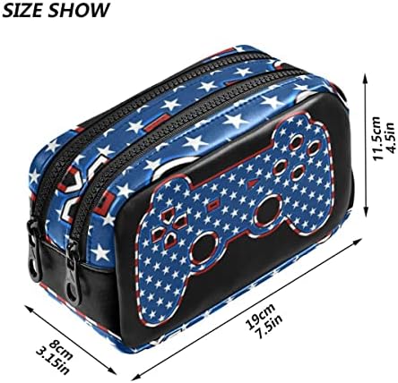 Глафија видео игра Американски САД знаме молив случај со голем капацитет молив торбичка патент преносна козметичка торба за училишни канцелариски колеџ патувања