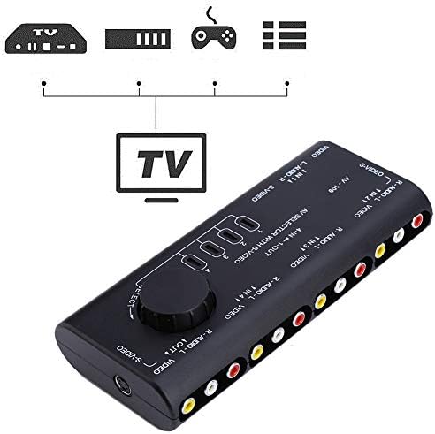Heyyzoki 4 во 1 аудио видео прекинувач, аудио екстрактор, аудио прекинувач за видео сигнал за AV Switch за Settop Box DVD VCD TV