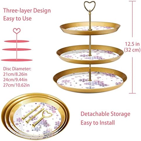 3-Ниво Кекс Штанд Снегулки И Круг Партија Храна Сервер Дисплеј Штанд Овошје Десерт Плоча Украсување За Свадба, Настан, Роденден