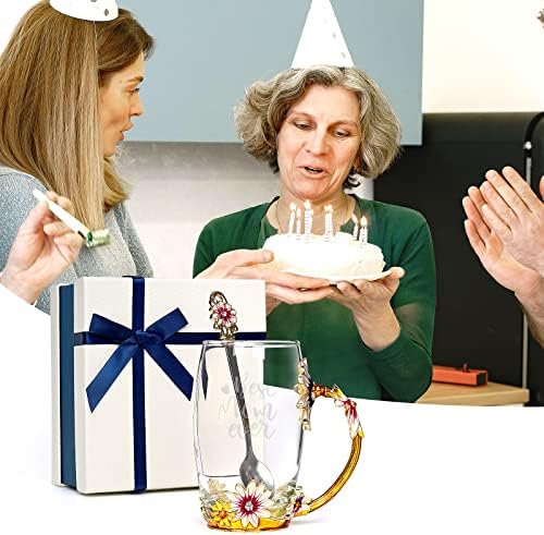 ИРЈВН-Подарок За Мама, Емајл Цвет Чај Чаша, Најдобра Мајка Некогаш Кафе Чај Чаша, Мајки Ден Роденден Божиќ Денот На Вљубените Подароци За