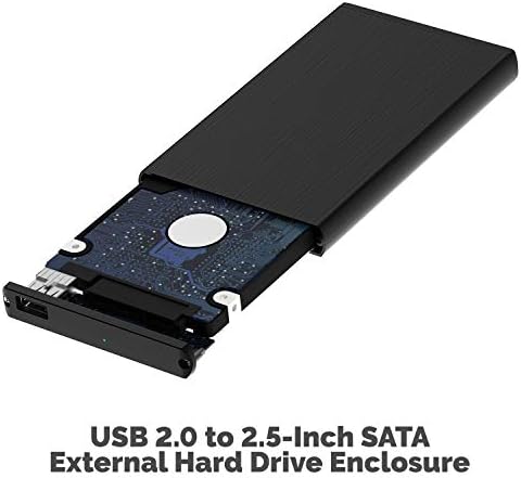 Сабрент Ултра Тенок USB 2.0 до 2.5-Инчен Sata Надворешен Алуминиумски Хард Диск Комплет [Црна]