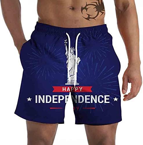 Плус со големина шорцеви за мажи за мажи 3D знаме печати лесна машка облека за капење, дно, бргу сув патриотски спорт, пливање стебла