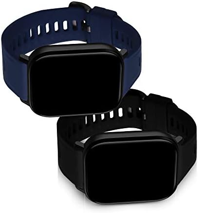 KWMobile Watch Bands компатибилни со Huami Amamfit GTS 2 Mini - ленти сет од 2 замена силиконски опсег - црна/темно сина боја