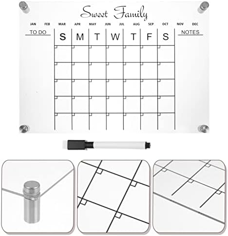 Календарот за суво бришење на календарот 1 сет календар табла за табла за календари на табла чист фрижидер неделен план со фино место маркер за фрижидер канцелариј?