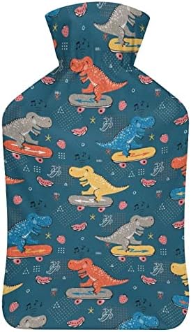 Doodle Dinosaur Skater Tagn Injection Injection со покривка 1000ml топло топло шише за мажи и жени