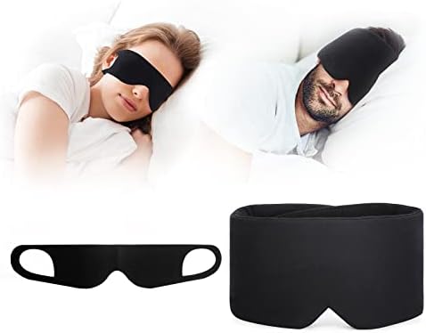 Brugeme Mask Mask Blackout - Маска за очите за дишење за спиење за спиење со уво што виси еластична лента за сите позиции на спиење мажи жени меки и удобни црни очила за слепи за ?