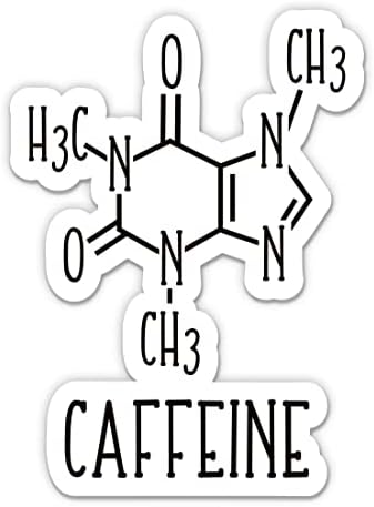 Налепница за молекула на кофеин - налепница за лаптоп 3 - водоотпорен винил за автомобил, телефон, шише со вода - Деклара за кафе