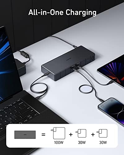 Докинг станица Анкер 778 Тандерболт, 40 Gbps со полнење на Max 100W за лаптоп, единечен дисплеј 8K, Quad 4K и 333 USB C до USB C кабел