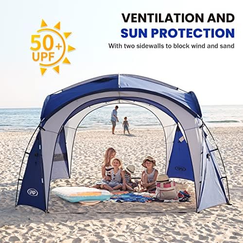 УНП лесен засолниште на сонцето плажа на плажа, се појави крошна настан кабана upf 50+ шатор за сенка 4-6 лице изобилство, водоотпорен