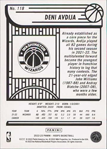 2022-23 Panini NBA Hoops 118 Deni Avdija NM-MT WASHINGTON WIZARDS CORMENTBART TRADING CARTS