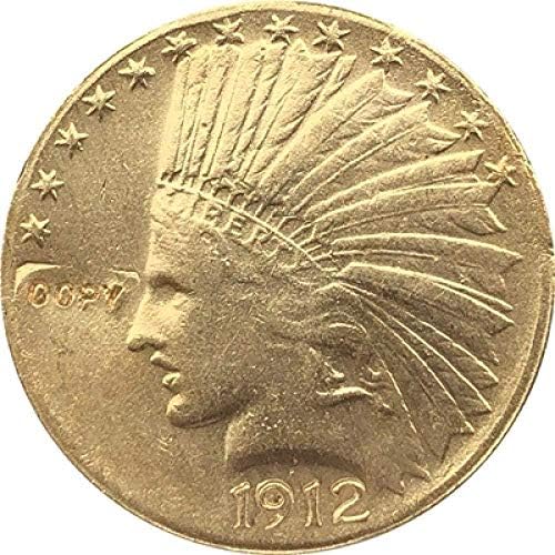 24-К Позлатени 1912 - $10 Злато Индиски Половина Орел Монета Копија За Домашна Соба Канцеларија Декор