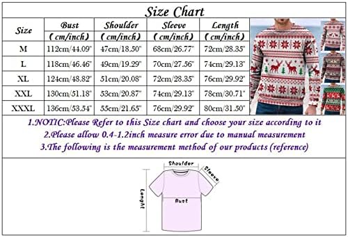 Xxbr грди Божиќни џемпери за мажи со долг ракав Божиќ ирваси и ирваси за снегулка, пулвер за зимски модни џемпери врвови