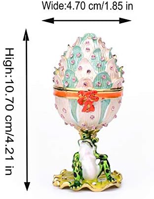 Furuida faberge јајце стил Питаја емајл накит кутија шаркана со кристални украси подарок за декор за домови