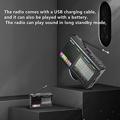 Radia AM/FM/SW радио мал бран радио/широк FM компатибилен/MP3 плеер, удобен за носење, со Bluetooth функција, USB меморија/TF картичка