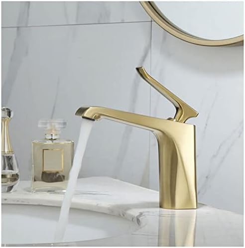 Бања од бања четкано злато се појавува месинг бања бања тапа ладна и миксер за топла вода мијалник мијалник палуба монтирана четкана златна чешма