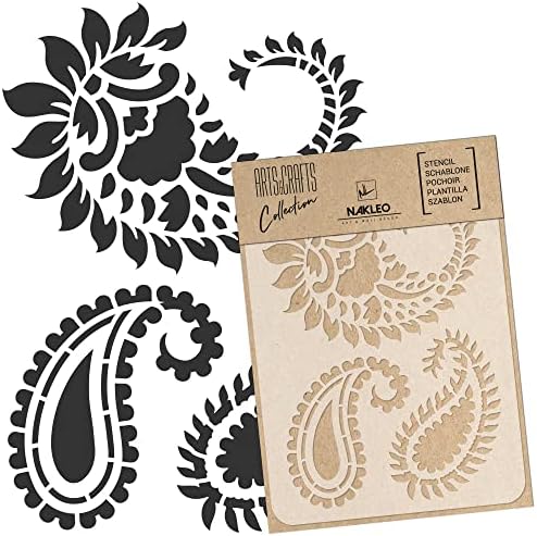 Nakleo DIY за еднократна пластична матрица - 30x42cm / 11,7 ”x 16.5” - Paisley Turkish Oriental Floral - уметнички занаетчиски wallидови