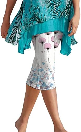 Ика Капри Јога панталони за жени Бохо цветни печати исечени панталони летни обични тренингот спорт што работи со велосипедизам хеланки