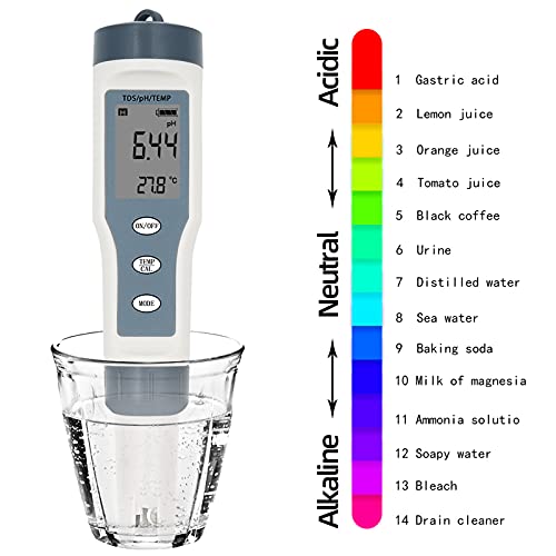 Beiquan 3 во 1 pH/TDS/Temp Tester Digital TDS мерач за замена на сондата за тестирање на вода за чистота на вода, погодна за аквариум