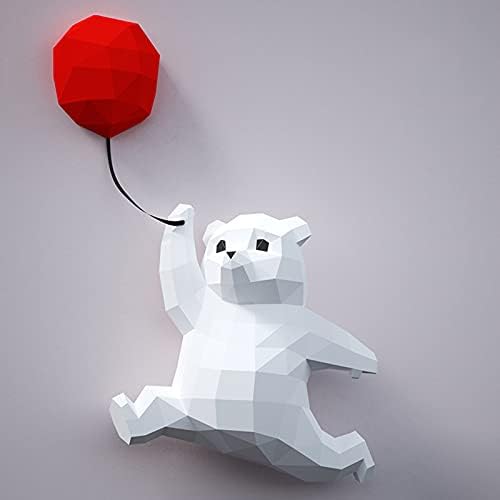 WLL-DP Поларна мечка и балон 3D геометриски оригами загатка wallидна декорација DIY рачно изработена игра креативна хартија скулптура хартија