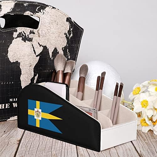 Држач за далечински управувач на кралското шведско знаме PU кожено складирање кутија за домашна десктоп