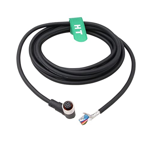 Hangton M12 Код 8 пински женски десен агол заштитен кабел до гола жица 24awg за активирање на сензорот сигнал Индустриски контроли Автоматизација,