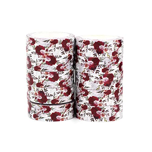 Kkonion 10 парчиња/постави декоративни црвени цветни ленти за миење садови јапонски хартија DIY -отплата за книги за лепило лепило за