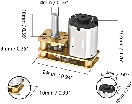 Fielect Mini Gear Motor 24gm-N20 DC 12V 1000rpm менувач мотор U-тип инверзија за намалување на брзината на менувачот