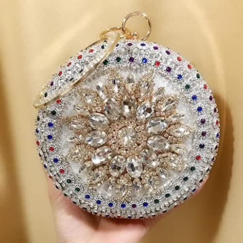 MJWDP мини тркалезно облик на кристален дијамантски торбички Hasp рамо ланец невестински чанти за свадбени спојки