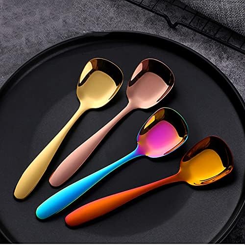 Children's Cutlery，Spoon，Christmas giftsSpoons 304 Stainless Steel Flat-bottomed Spoon Creative Cute Household Watermelon Spoon Children Eating Soup Spoon Small Net Red Spade Yogurt Spoon 2pcs Tablesp