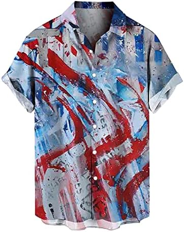 МЕИМИ МАНСКИ Хавајски кошули, 2023 година летни мажи со копче надолу кошули 4 -ти јули случајни брзи суви врвови на тренингот на плажа кошули