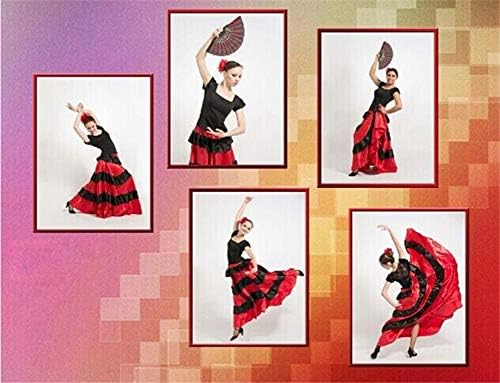 Lontakids женски шпански бик танцување здолниште за стомаци за танцување големо замав фламенко костум