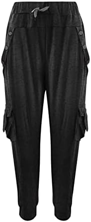 Карго панталони за жени со високи половини за вежбање џокери исечени џемпери лесни обични капри панталони со џебови