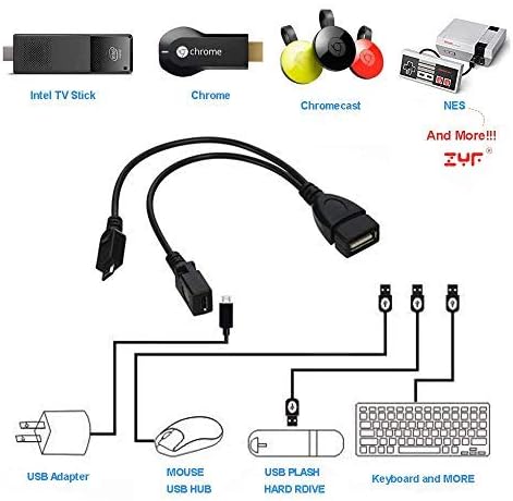Zyf Micro USB до USB порт -адаптер за Firestick, стриминг ТВ стапчиња, медиумски уреди, Андроид Телефон Таблет - 2 пакет