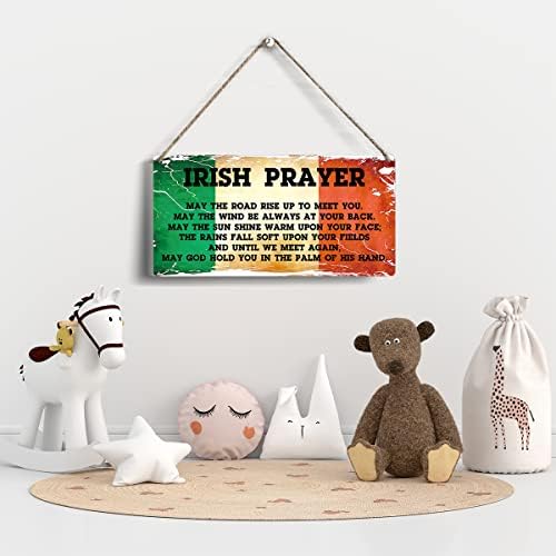 Ирска молитва Цитат може патот да се издигне за да се сретнеме со дрво знак 6 x 12 Ирска знаме Дрвена висечка плакета за домашна wallидна