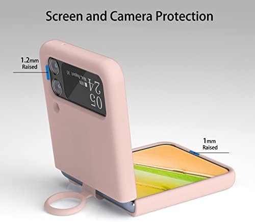 SYMOCA Samsung Galaxy Z Flip 4 5g Свилен Ликиуд Силиконски Случај Тенок Целосно Тело Заштитни Шок Отпорен Прстен Капак Со Микрофибер