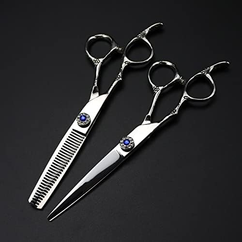 Ножици За сечење коса, 6 Инчни Професионални Јапонија 440с Левораки Скапоцени Камења Ножици За Коса Од Роза Ножици За Коса Разредување Ножици