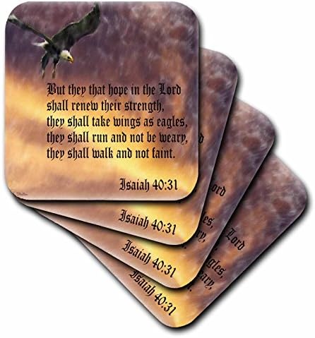 3dRose доо cst_27419_2 Исаија 40-31 Библиски Стих Со Орел Против Проблематичното Небо, Меки Подлоги, Сет од 8