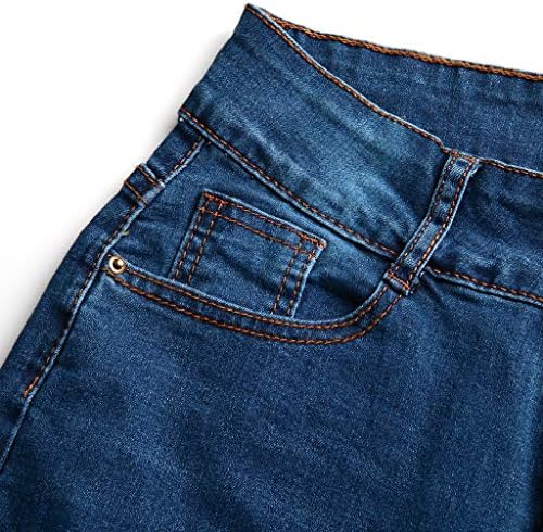 Слаби фармерки за жени тенок средна дупка со должина на телето со капри за искинати фармерки панталони панталони сина