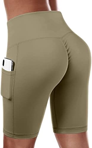 Womenенски високи половини за велосипедисти шорцеви колк за контрола на стомакот за контрола