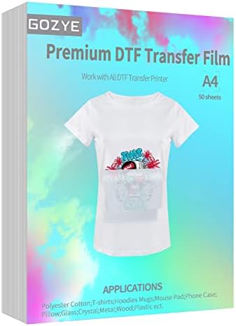 Gozye Premium DTF Transfer Film-70 листови хартија за пренос на топлина за миленичиња за печатење директно до филм на текстил од маици, 20 листови