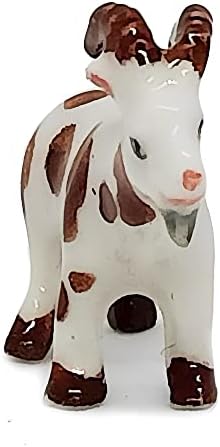 Witnystore Tiny 1 Долготрајна фигура на коза - минијатурна рачно изработена насликана керамичка фигурини фарма животни кози добиток
